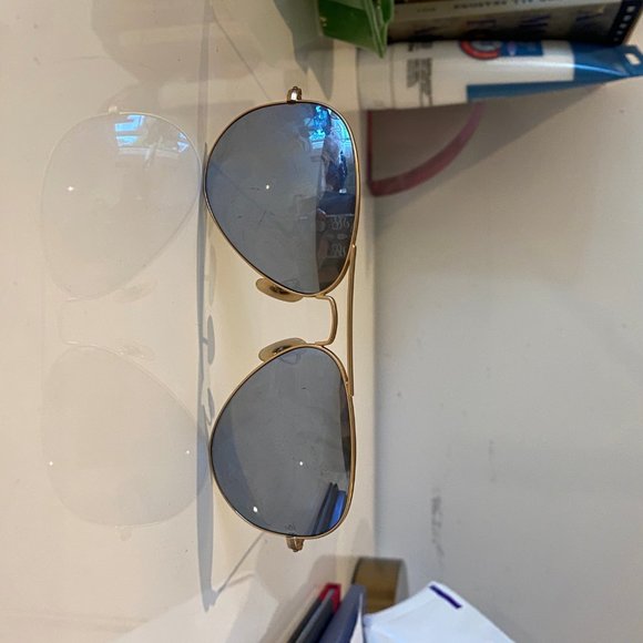 Blue/ Grey Reflective Aviator Ray Bans - Picture 2 of 8